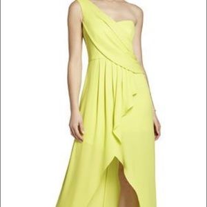Yellow asymmetrical yellow BCBG dress